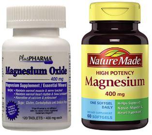 two bottles of magnesium supplements